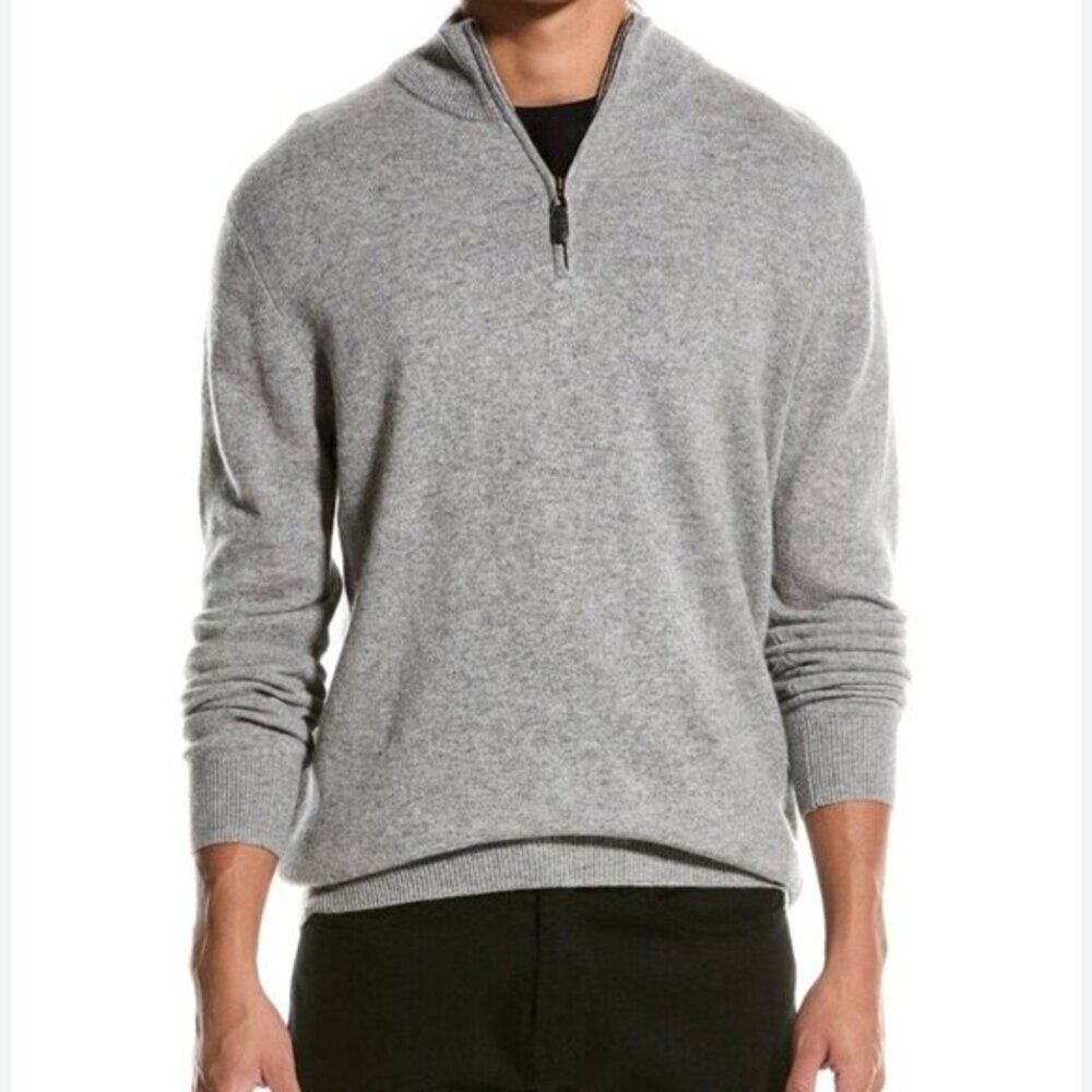 NEW Magaschoni 100% Wool 1/4 Zip Sweater Gray Long Sleeve Men’s Size‎ XXL NWT